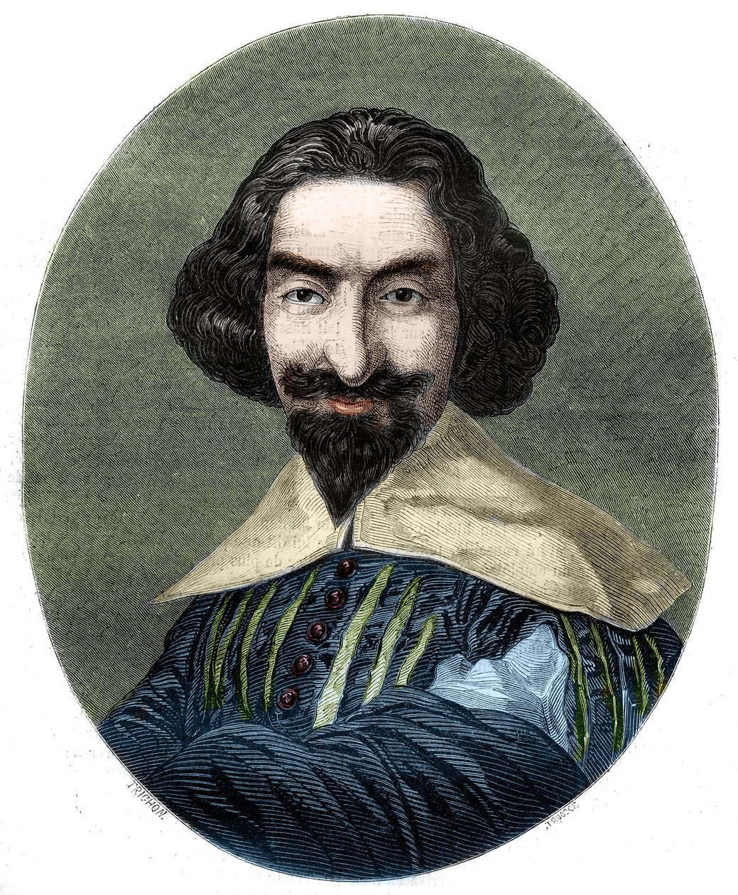 Miguel de Cervantes Saavedra (1547-1616) spanyol író portréja. Metszet 1852-ből Velasquez festményéről. alkotó: French School