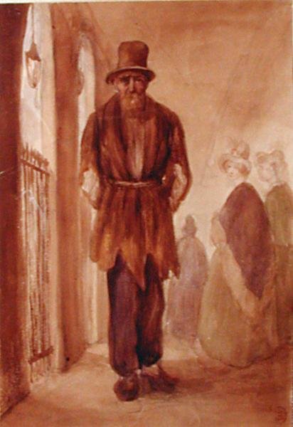 Monsieur Chodruc-Duclos (1780-1842) portréja a Palais Royalban, 1820 körül (tinta és mosás papíron) alkotó: French School