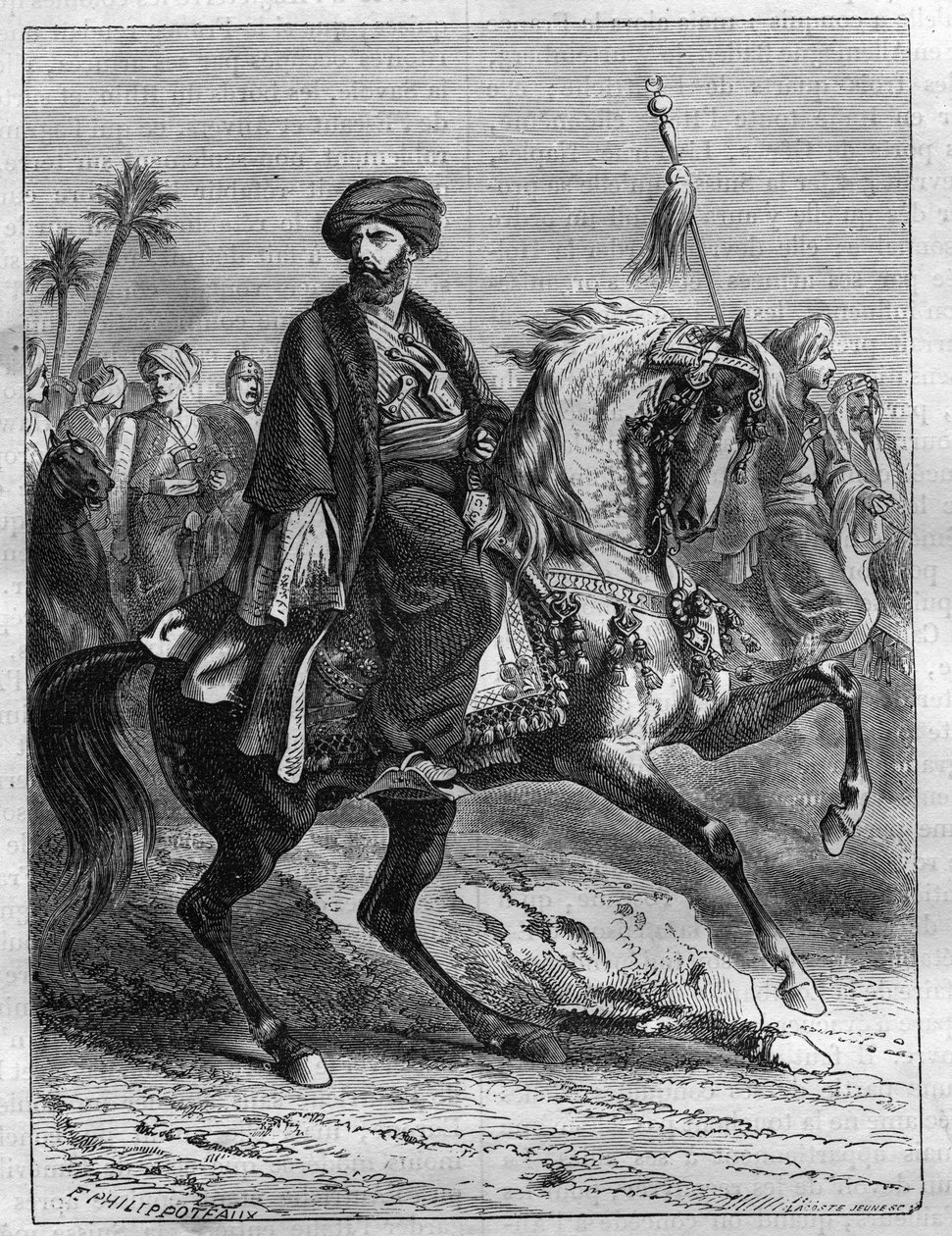 Mourad Bey (1750-1801), mameluk törzsfő portréja - Metszet 1865-ből a „Histoire du Consulate et de l