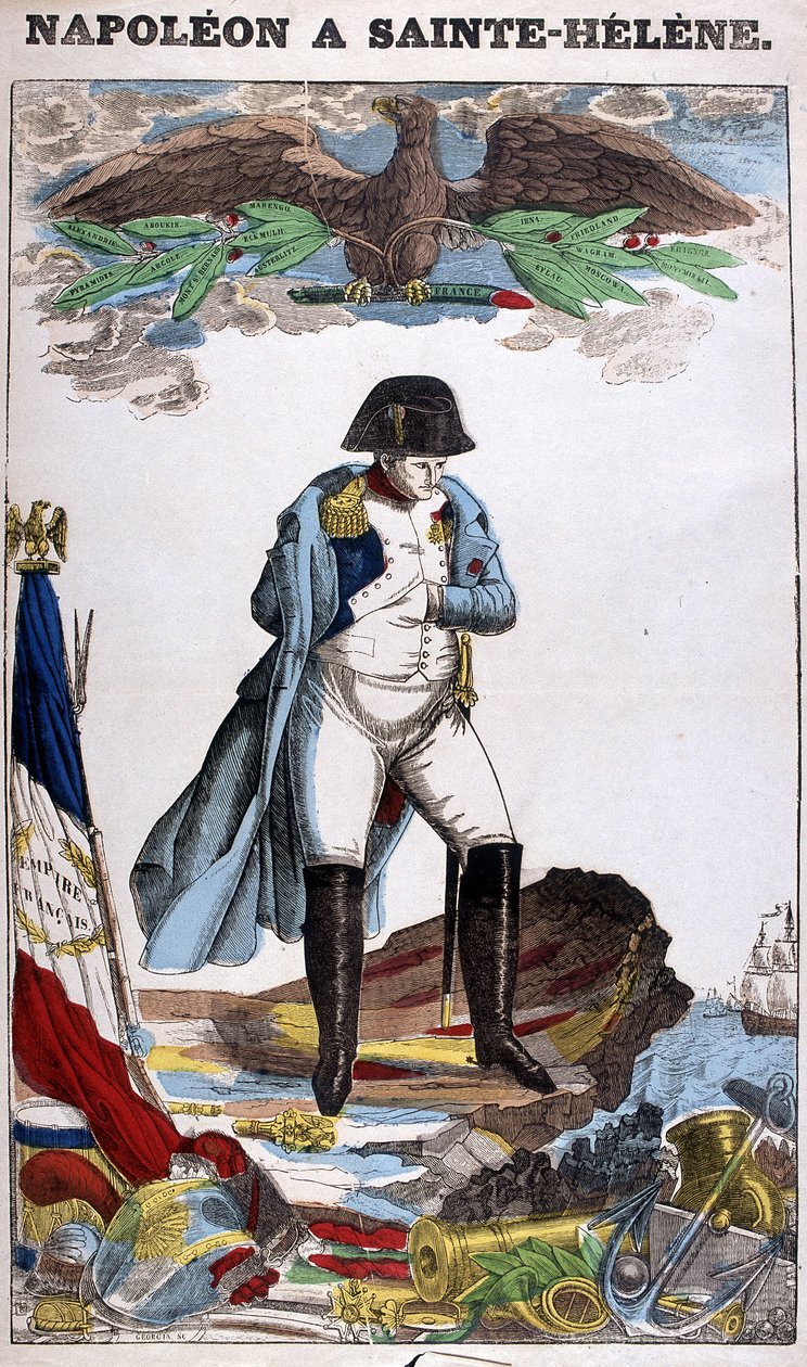 Napóleon Bonaparte portréja a Szent Ilonában. Epinal képe alkotó: French School