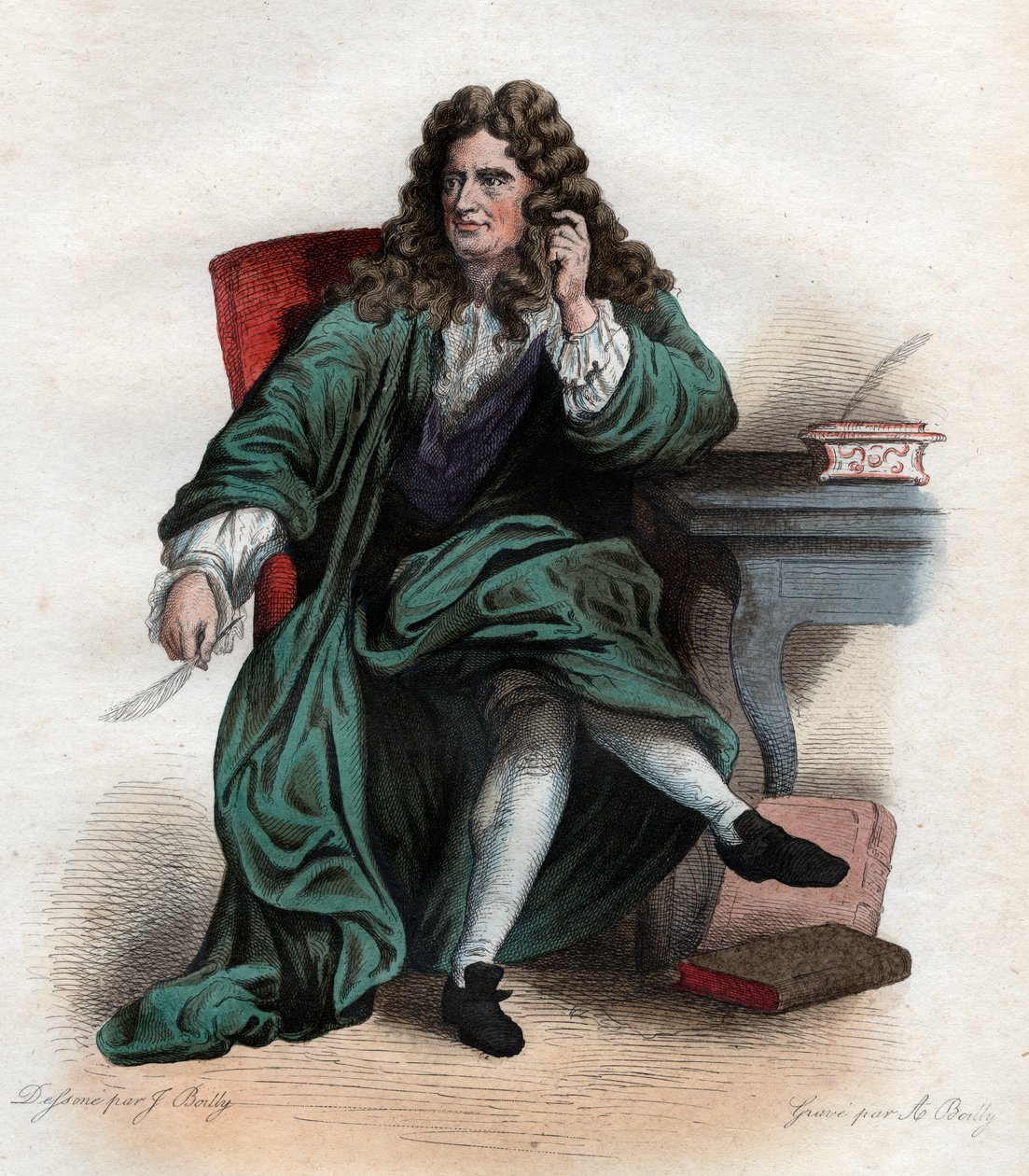 Nicolas Boileau Despreaux (1636-1711) francia költő és kritikus portréja. alkotó: French School
