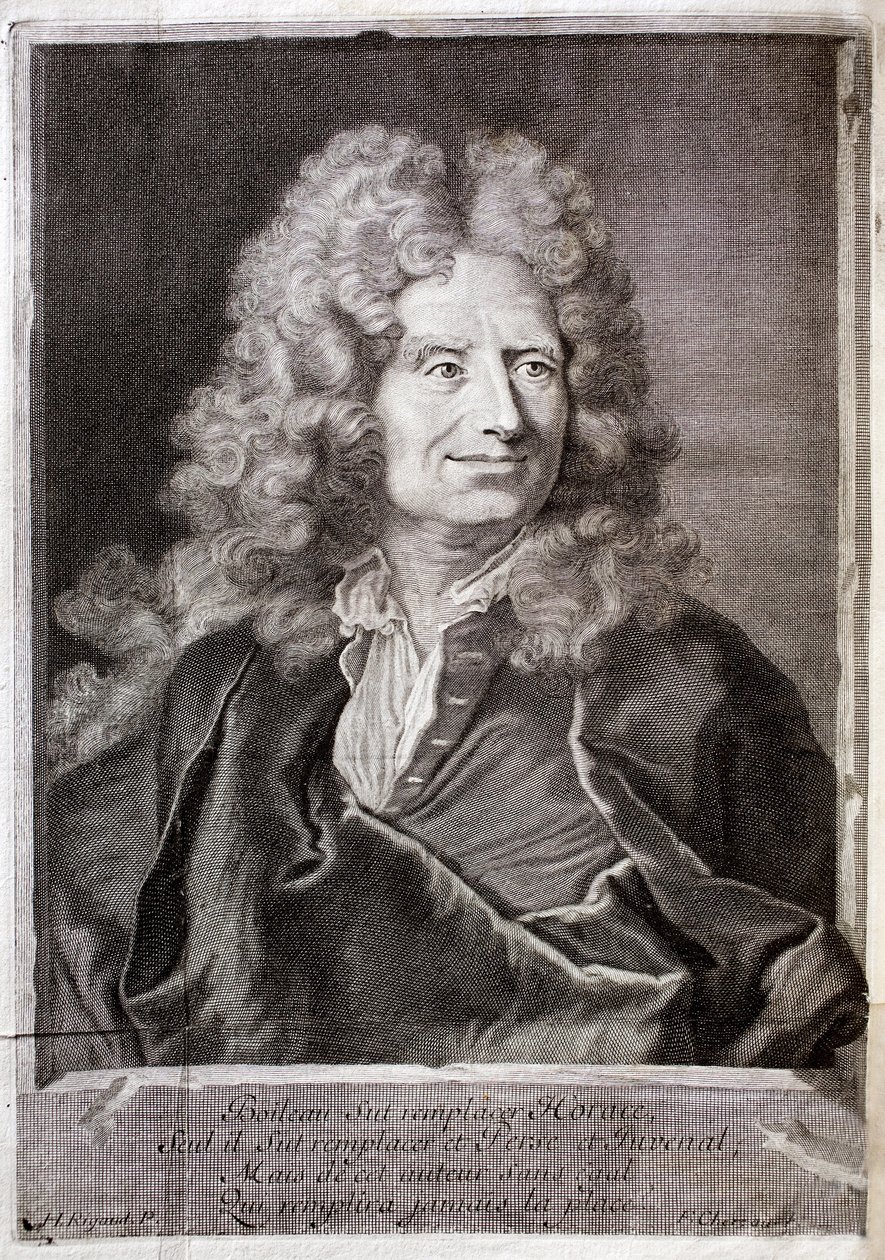 Nicolas Boileau, más néven Boileau Despreaux (Boileau-Despreaux) (1636-1711) költő, író portréja. Metszet M. Boileau Despreaux műveinek illusztrálására történelmi megvilágítással, 1. kötet, Fabre et Barillot kiadás alkotó: French School