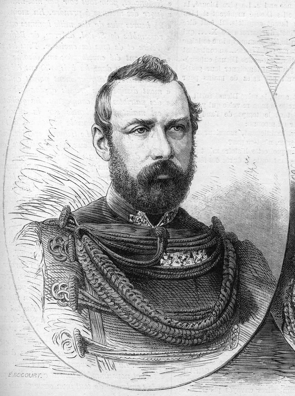 II. Oscar (1829-1907), svéd és norvég király portréja. Metszet az 1872. szeptember 28-i „” Le Monde Illustré”” 807. sz. alkotó: French School