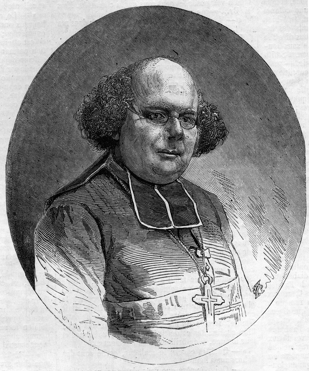 Patrice Cruice (1815-1866), marseille-i püspök 1861 és 1865 között portréja. Metszet a „” Le Monde Illustré”” 232. számában, szeptember 21. alkotó: French School