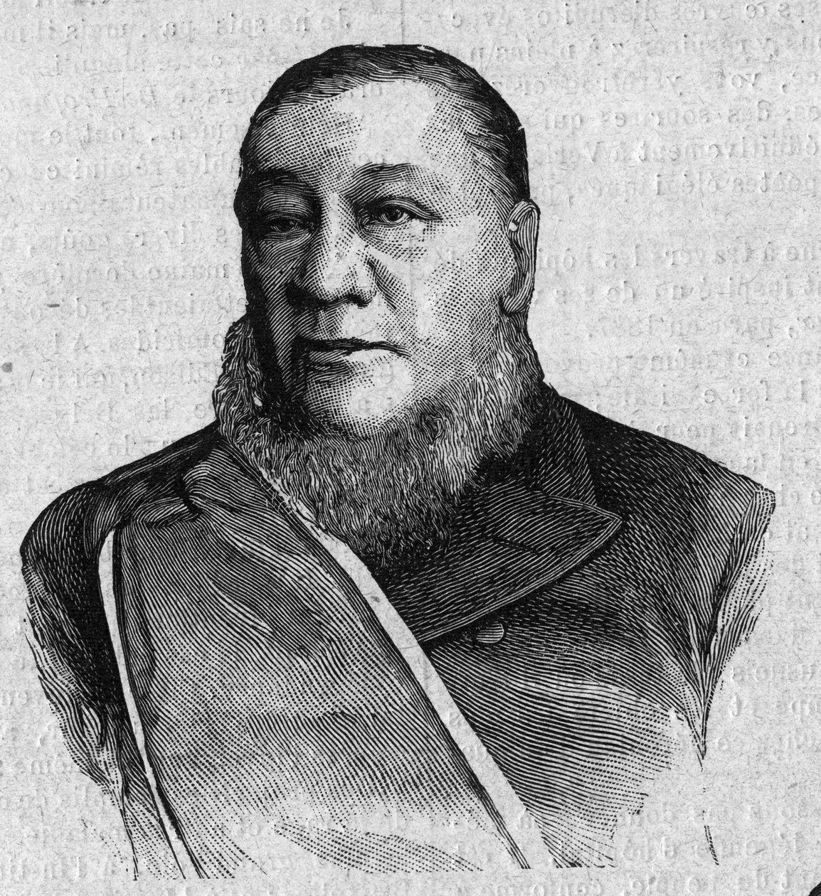 Paul Kruger (Stephanus Johannes Paulus Kruger) (1825-1904), a Dél-afrikai Transzvaali Köztársaság elnökének portréja. Metszet a „La gazette du dimanche” január 16-án alkotó: French School