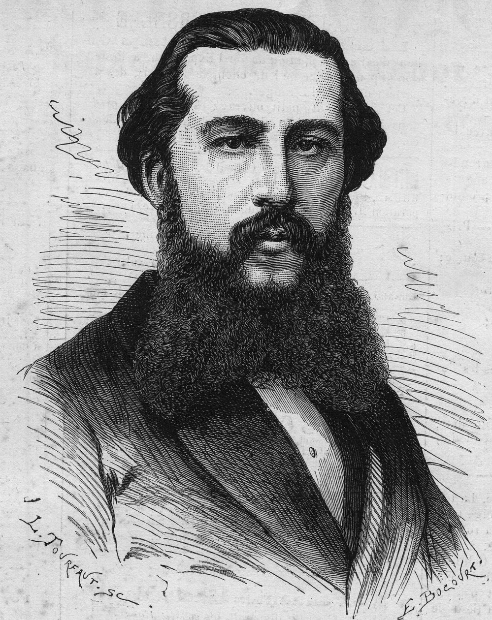 Paul Soleillet (1842-1886) francia felfedező portréja. Metszet a „” Le Monde Illustré”” 1118. számában, 1878. augusztus 31. alkotó: French School