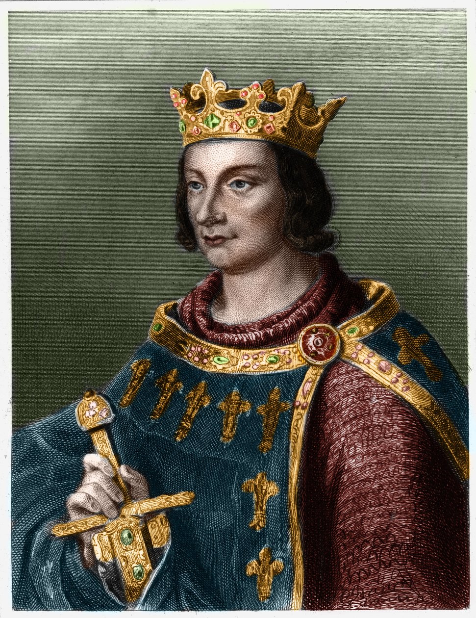A francia Fülöp, Philippe le Hardi (1245-1285) (a Capetians dinasztiája) portréja.- Lavallee „” Histoire des Francais”-ban, metszet, sd. alkotó: French School