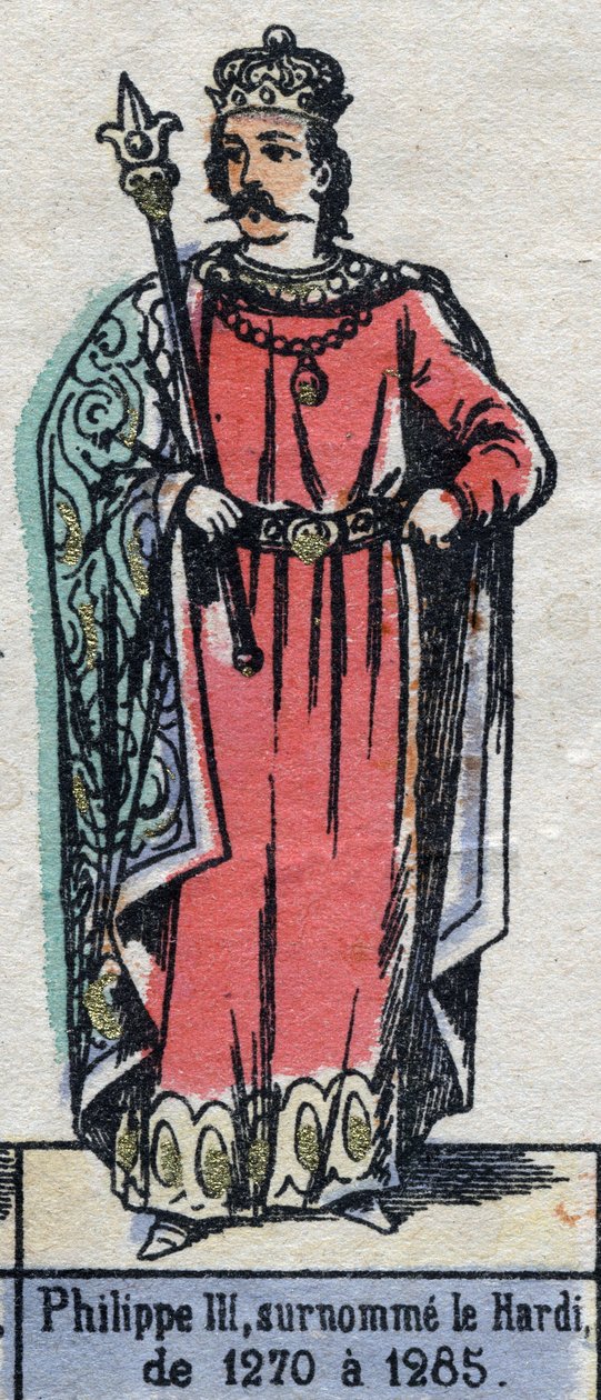 Hardi Fülöp (1245-1285) (a Capetians dinasztiája) néven ismert III. Fülöp francia portréja. 19. század végi illusztráció. alkotó: French School