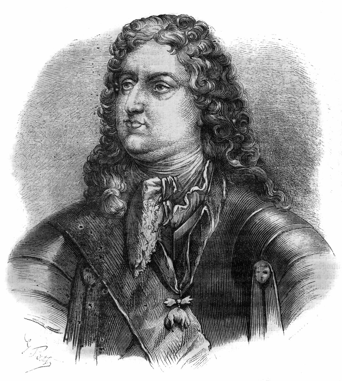 Fülöp orléans-i hercegének (1674-1723), a régensnek nevezett portréja. Metszet a „Pápák-királyok-királynők és császárok története az évszázadokon keresztül” című könyvébe, Maurice Lachatre alkotó: French School