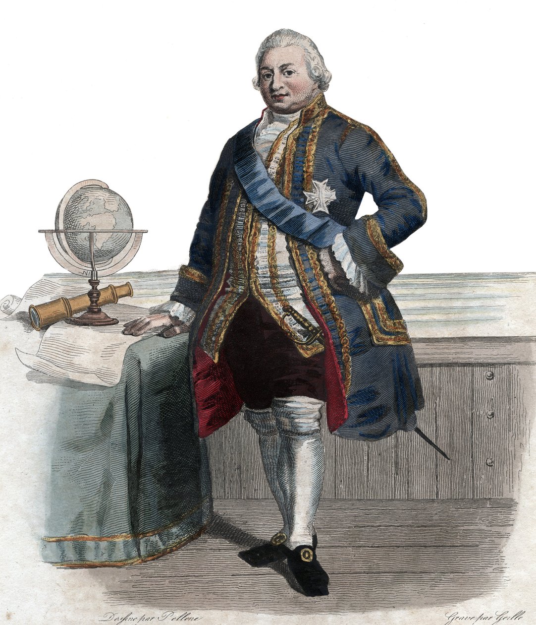 Pierre Andre de Suffren de Saint Tropez (Saint-Trophez), suffreni végrehajtó (1729-1788), francia admirális portréja. Illusztráció Edmond Mennechet „A francia Plutarkhosz” című könyvéből alkotó: French School