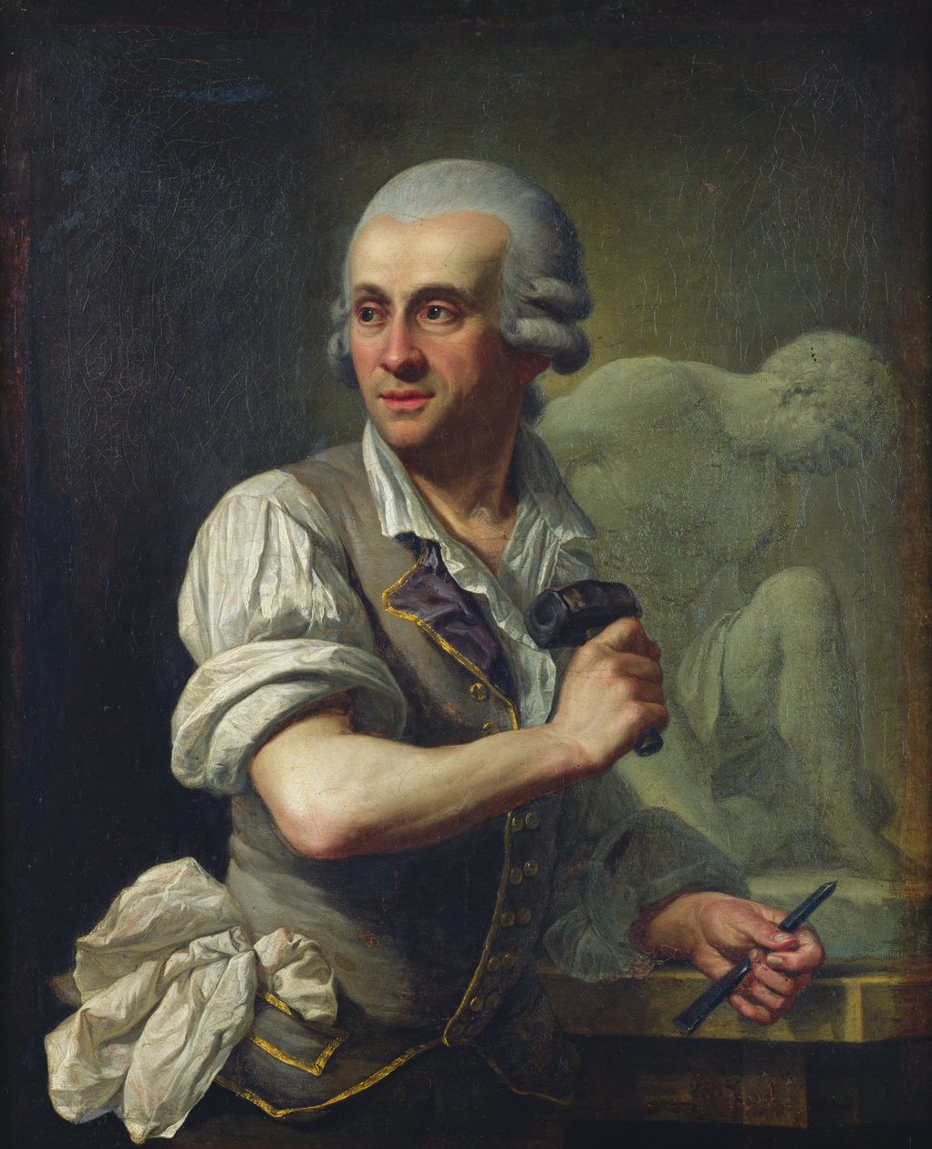 Pierre Julien (1731-1804) portréja a munkahelyen, 1770 körül alkotó: French School