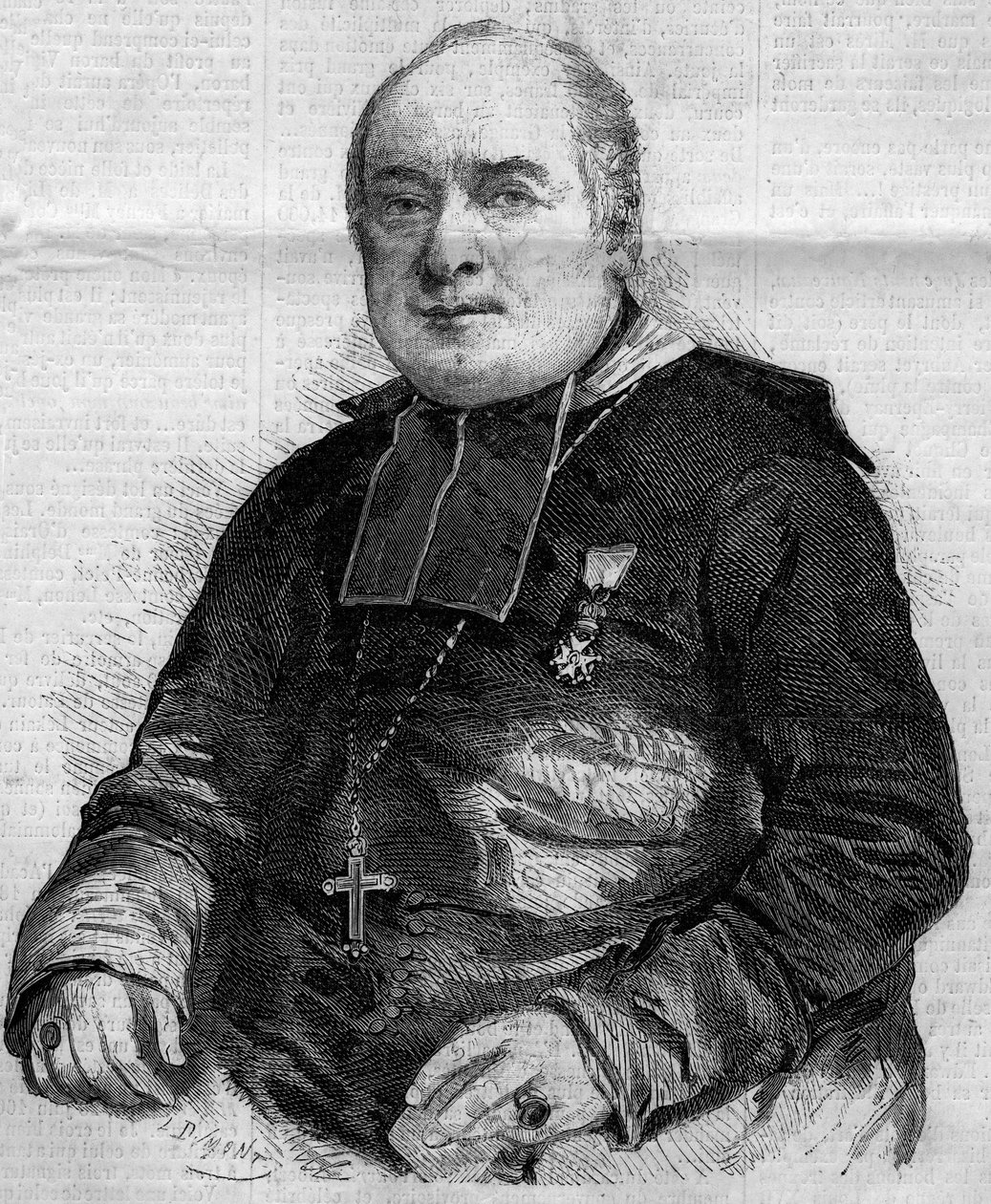 Pierre Louis Coeur (1805-1860), troyes-i püspök portréja. Metszet a „” Le Monde Illustré”” 184. számában, 1860. október 20. alkotó: French School
