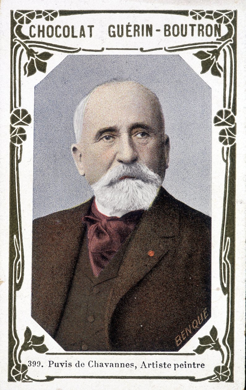 Pierre Puvis de Chavannes francia festő (1824-1898) portréja. Guérin - Boutron csokoládék vignettája alkotó: French School