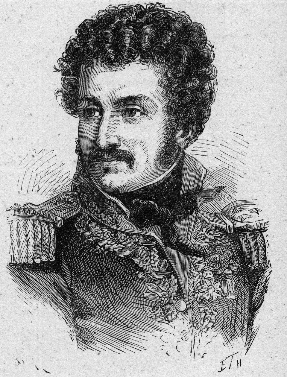 Pierre Yriex (Pierre Yrieix) Daumesnil (1776-1832), francia tábornok az első birodalom és a helyreállítás idején portréja - 1889-es metszet - Magángyűjtemény alkotó: French School