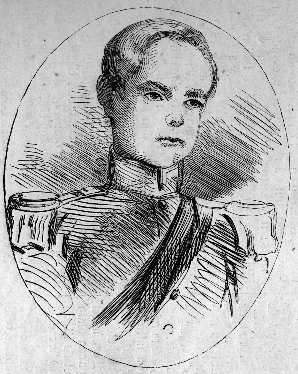 Humbert herceg (1844-1900), Olaszország leendő királyának portréja I. Humbert (I. Umberto) néven. Metszet a „” Le Monde Illustré”” 1859. február 5-i 95. számában. alkotó: French School