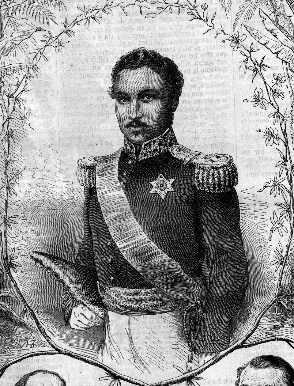 II. Radama (1829-1863), Madagaszkár királyának portréja. Metszet a „” Le Monde Illustré”” 268. számában, 1862. május 31. alkotó: French School