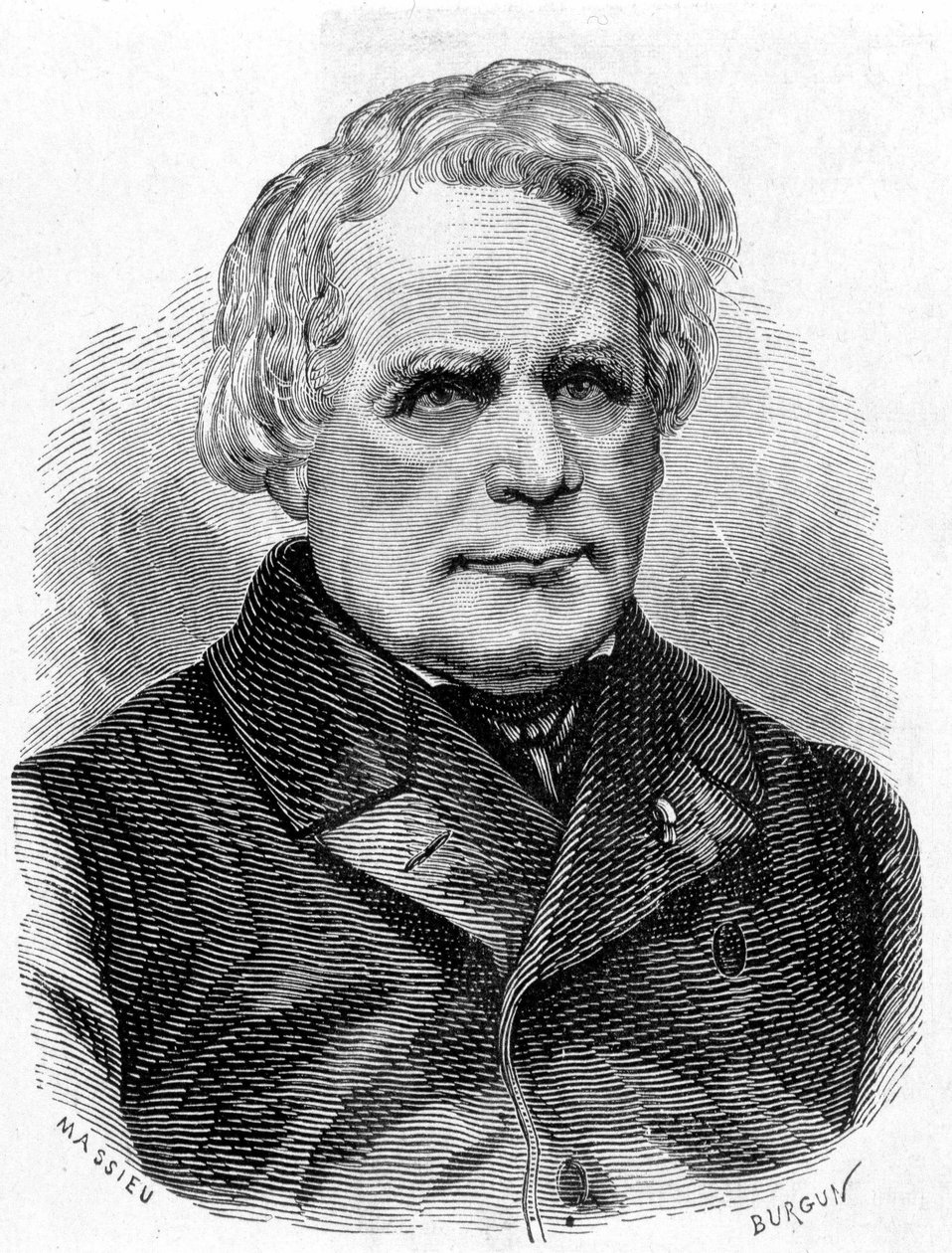 Ruhmkorff Heinrich Daniel (1803 - 1877), fizikai műszerek (az indukciós készülékek) építő, német szerelő és villanyszerelő portréja - a Tudományos albumban; jeles tudósok; Nagy felfedezések””” 1896. alkotó: French School