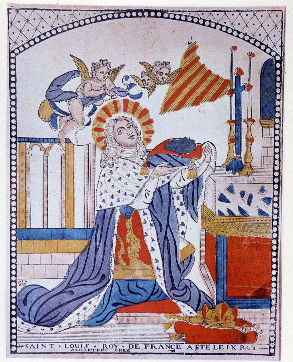 Szent Lajos imában álló portréja alkotó: French School