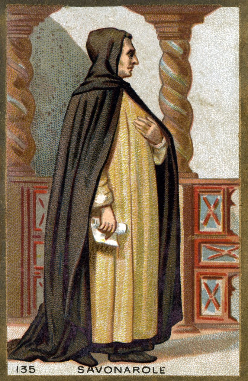 Savonarola portréja (1452-1498) Girolamo Savonarola. A 19. század végének kromolitográfiája. alkotó: French School