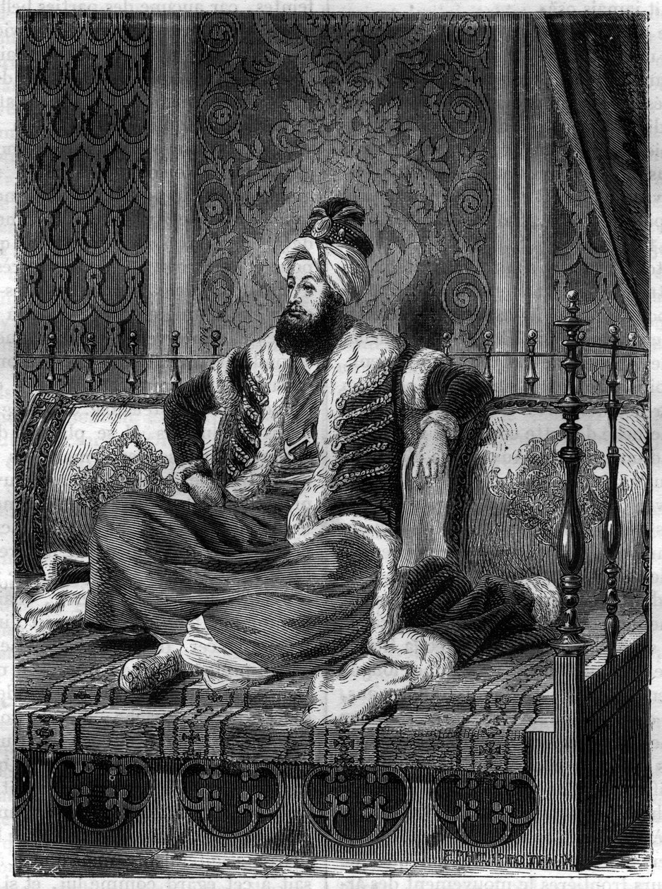 III. Szelim (1761-1808), oszmán császár portréja. III. Szelim szultán volt 1789-1807 - Le sultan Selim (1761-1808) - Adolphe Thiers „A birodalom története a konzulátus történetét követve” című művében -1879 - magángyűjtemény alkotó: French School