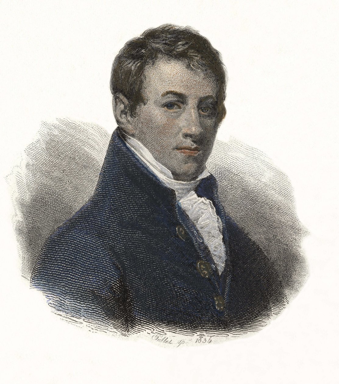 Sir Humphry Davy (1778-1829) angol kémikus és fizikus portréja. a „Portraits des Hommes hasznos” c. alkotó: French School