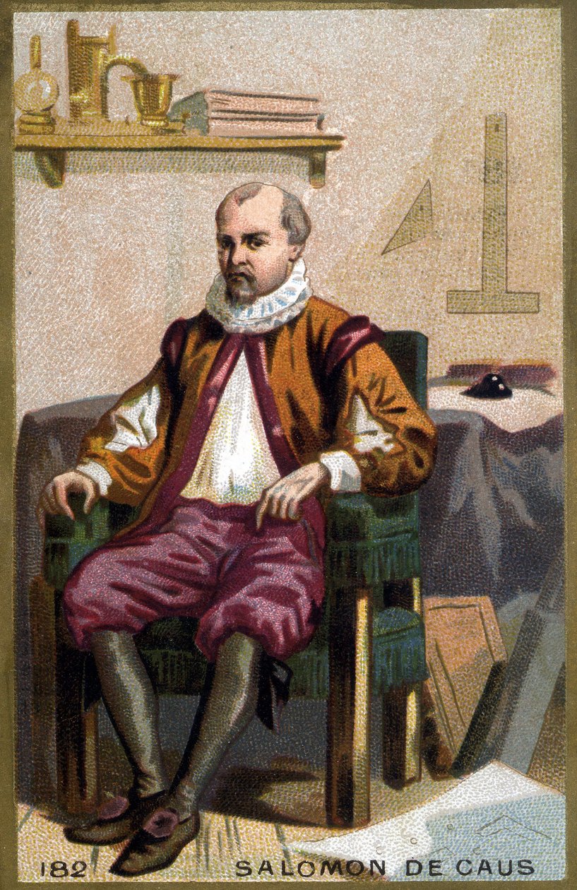 Salamon de Caus (1576-1626) portréja. A 19. század végének kromolitográfiája. alkotó: French School