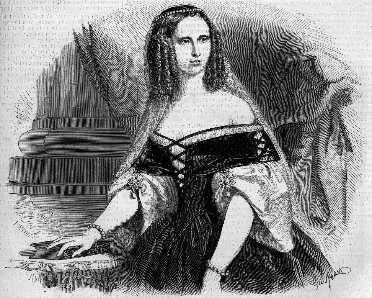 Württembergi Sophie (1818-1879), holland királynő portréja. Metszet a „” Le Monde Illustré”” 53. számában, 1858. április 17-én. alkotó: French School