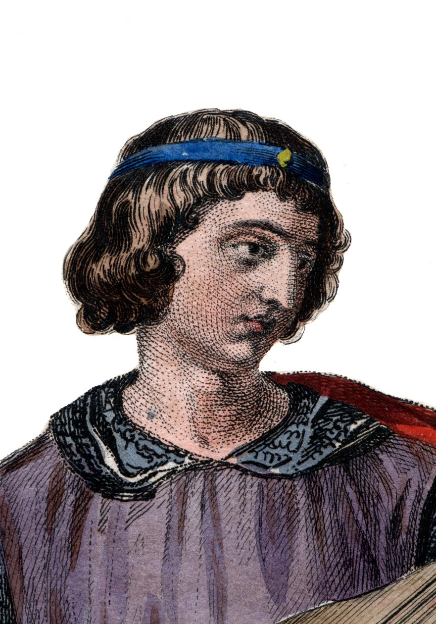 I. Theobald (1201-1253), Champagne grófja (IV. Theobald néven) születésétől és Navarra királyának portréja 1234-től. alkotó: French School