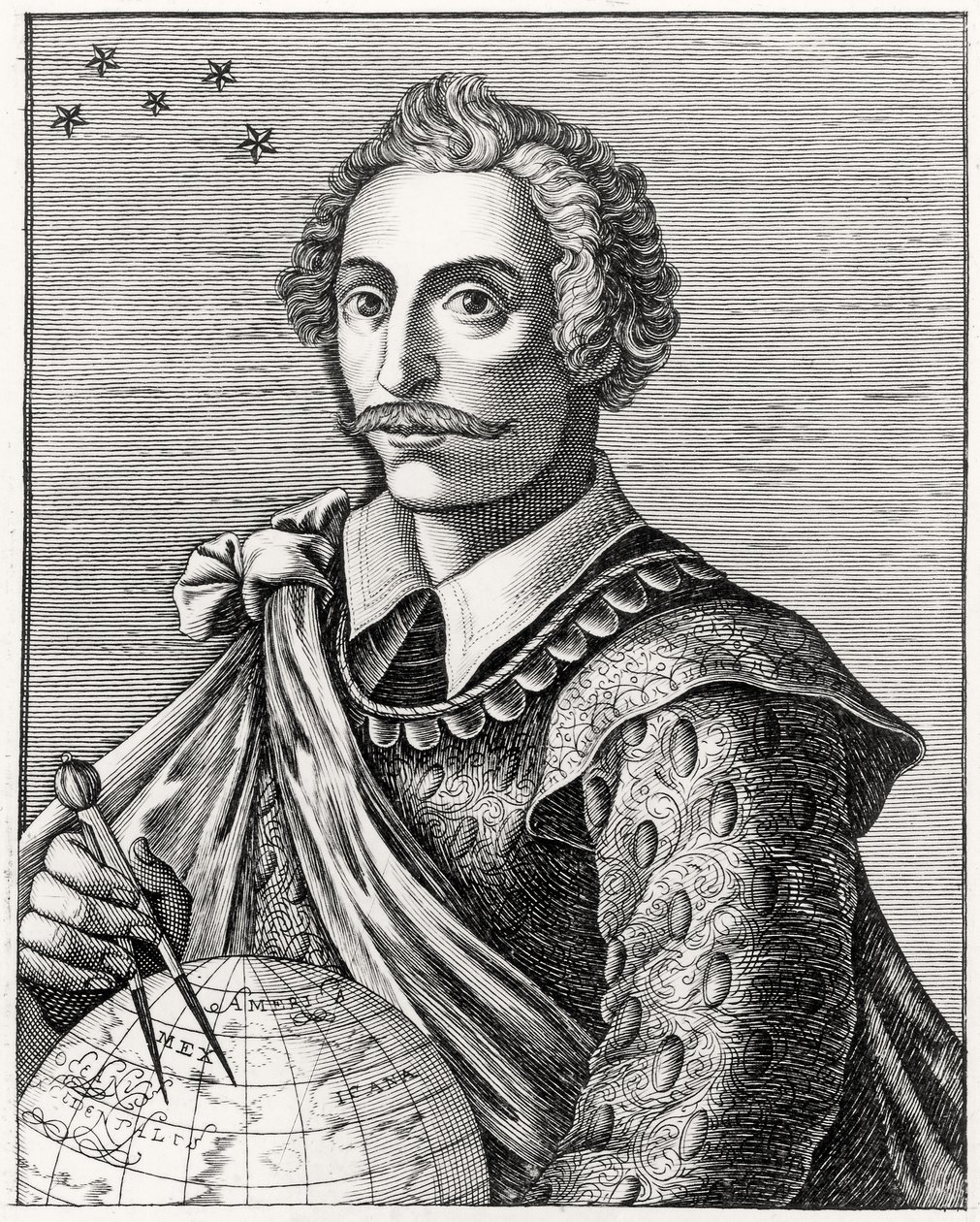 Thomas Cavendish (1560-92) portréja, L Armessin metszetével alkotó: French School