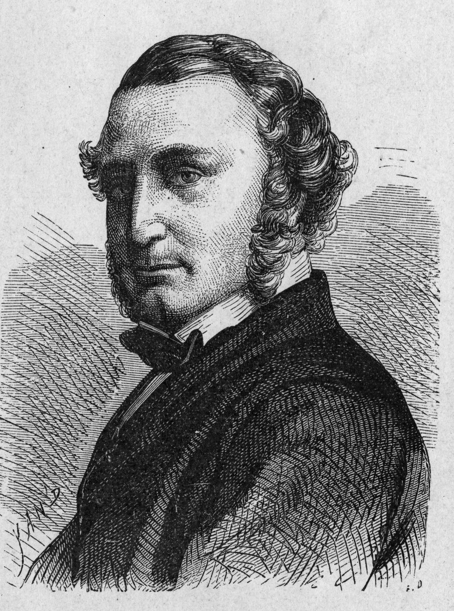 Thomas Russell Crampton (1816 - 1888) brit mérnök portréja: nagysebességű mozdonyt tervezett, építette a berlini hidraulikus hálózatot és részt vett a Calais és Douvres közötti tengeralattjáró kábel létesítésében – a „Tudomány albumában; illu alkotó: French School