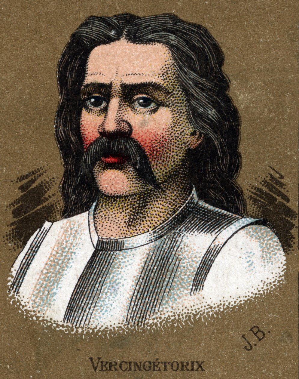 Vercingetorix (Kr. e. 72-46), a gallok királyának portréja. Kromolitográfia 1890 körül. alkotó: French School