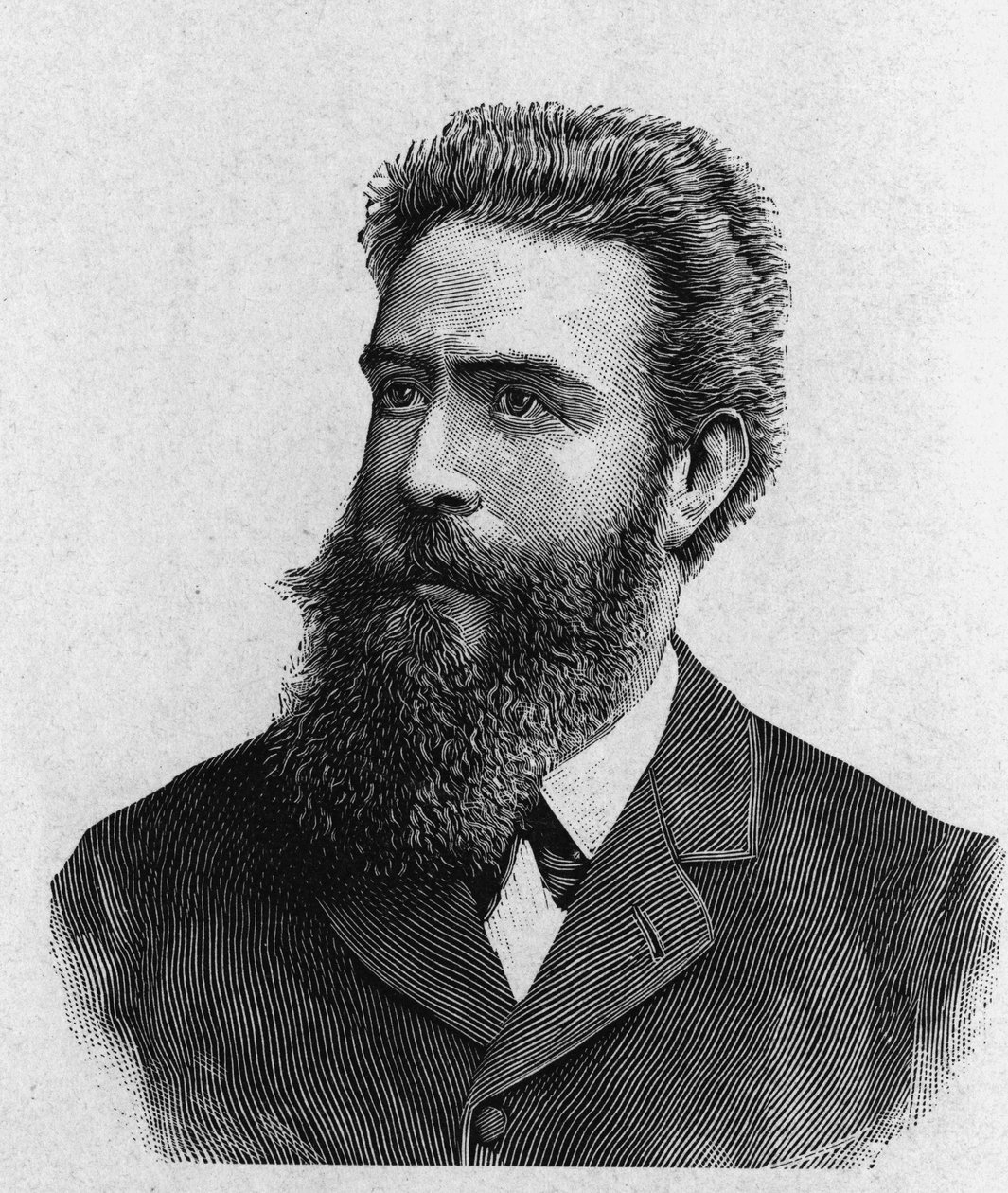Wilhelm Conrad Rontgen (Roentgen) (1845 - 1923) portréja - a Tudományos albumban; jeles tudósok; Nagy felfedezések””” 1896. alkotó: French School