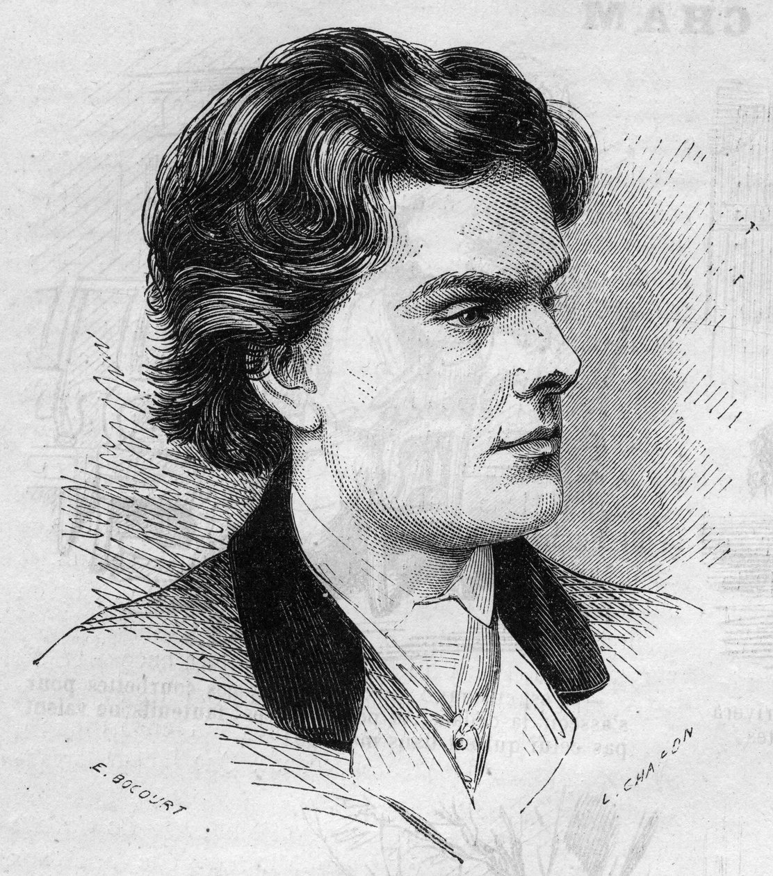 Wilhelmy hegedűművész portréja, 21 éves 1867-ben. Metszet a „” Le Monde Illustré”” 516. számában, március 2. alkotó: French School