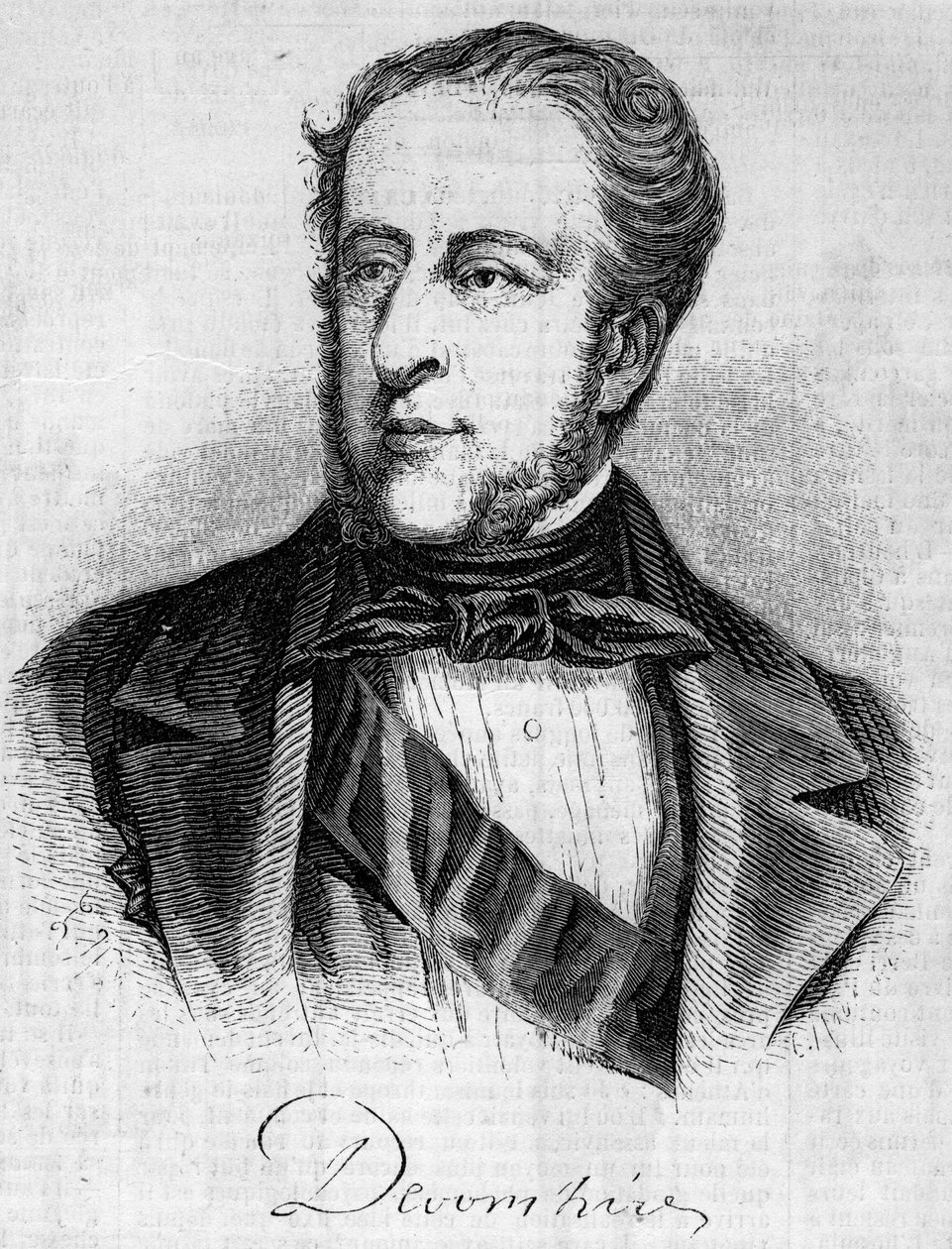 William Spencer Cavendish (1790-1858), Devonshire hercegének portréja. Metszet a „” Le Monde Illustré”” 45. számában, 1858. február 20. alkotó: French School