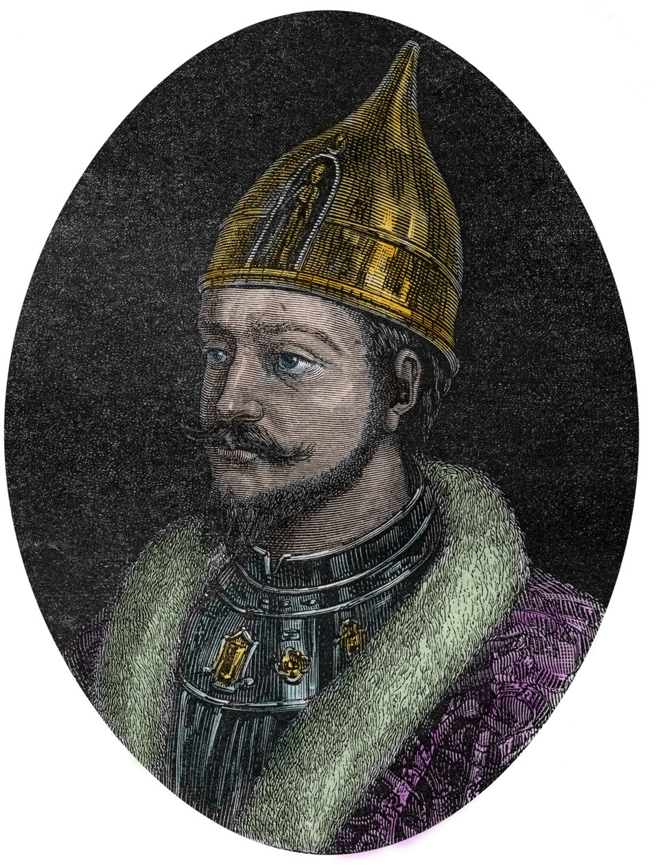 I. Bölcs Jaroszlav (Jaroszlav Vlagyimirovics) (I. Jaroszlav) (978-1054), a kijevi Rusz nagyhercegének portréja - Bölcs Jaroszlav Jaroszláv, Rusz nagyhercegének portréja - az „Új nemzeti enciklopédiából” Maurice La Charest - 1870 - alkotó: French School
