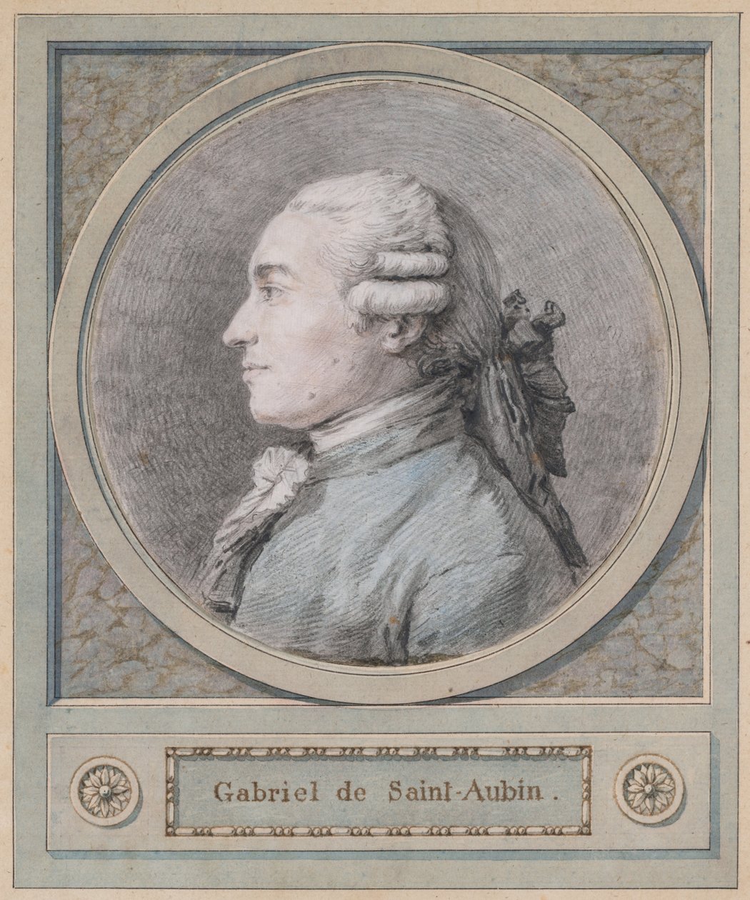 Férfiportré, állítólag Clodion szobrász (1738-1814), 18. század vége (fekete, vörös és kék kréta) alkotó: French School