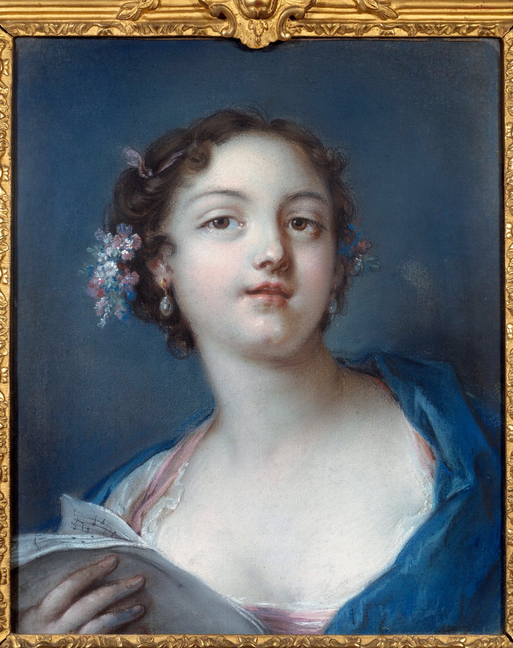 Egy kottát olvasó lány portréja Névtelen festmény. 18. századi Chantilly, Conde múzeum alkotó: French School