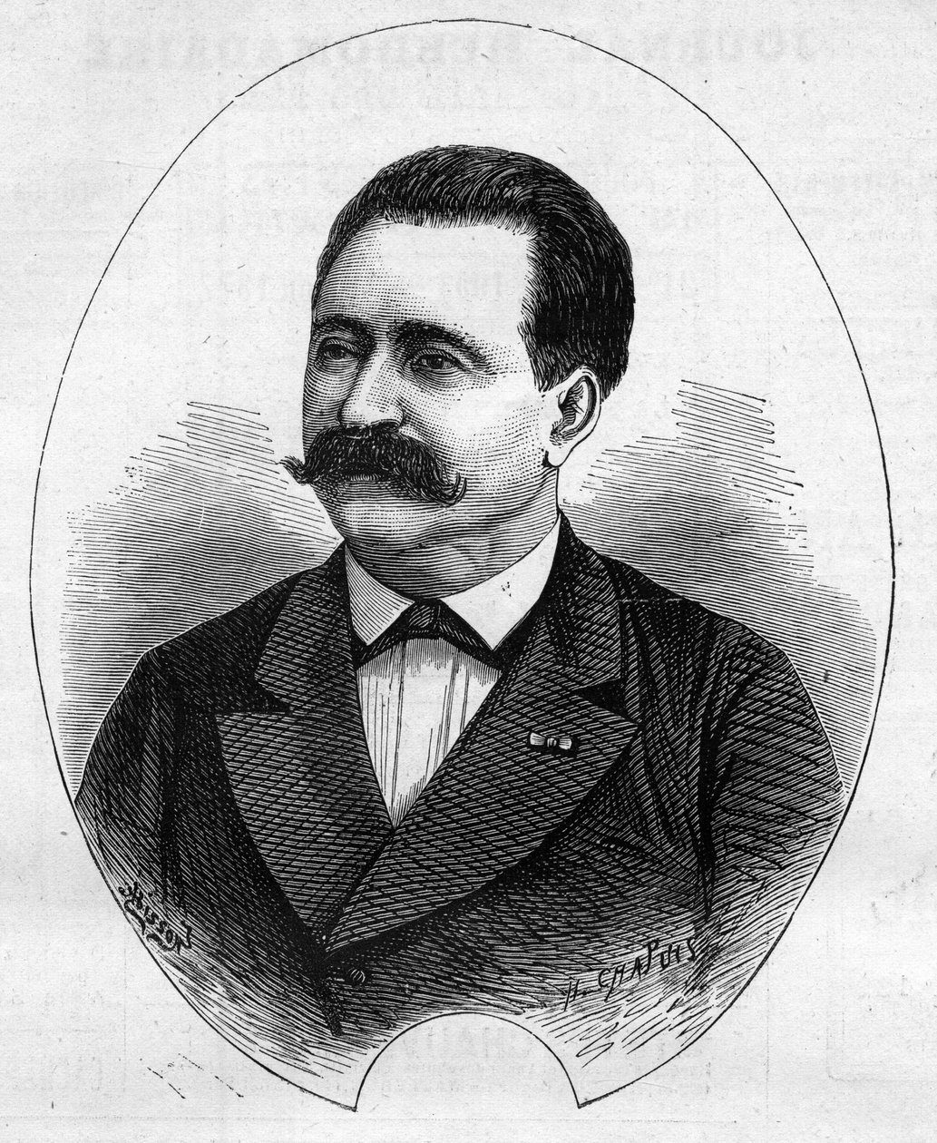 A „” doktor Nicolay” portréja (Faure Nicolay, francia bűvész?). Metszet az 1877. június 9-i „” Le Monde Illustré”” 1052. sz. alkotó: French School