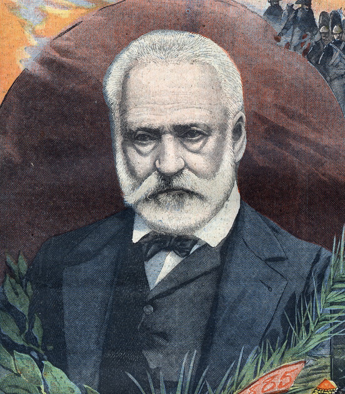Victor Hugo (1802-1885) francia író portréja. Metszet a "Le Petit Parisien"-ben alkotó: French School
