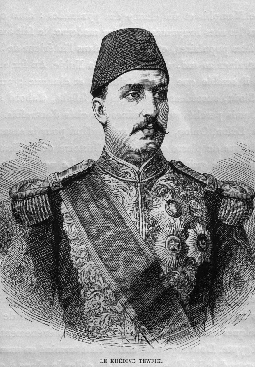 Khedive Tawfig portréja (1819-92), Georg Moritz Ebers (1837-98) LEgypte-ből, 1881 (bw metszet) alkotó: French School