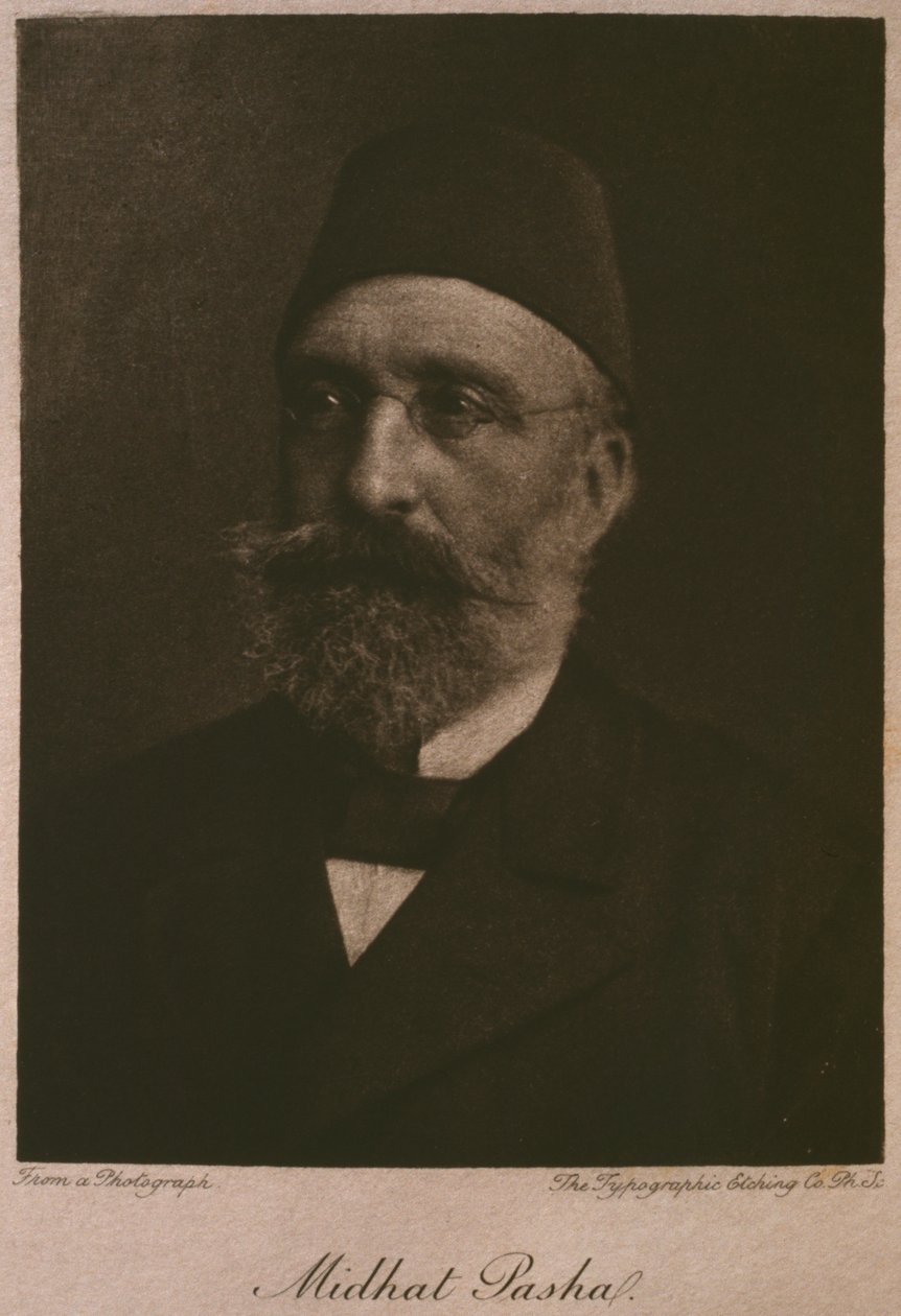 Khedive Tawfik portréja, Georg Moritz Ebers (1837-98) Egyiptomból, 1881 (bw metszet) alkotó: French School