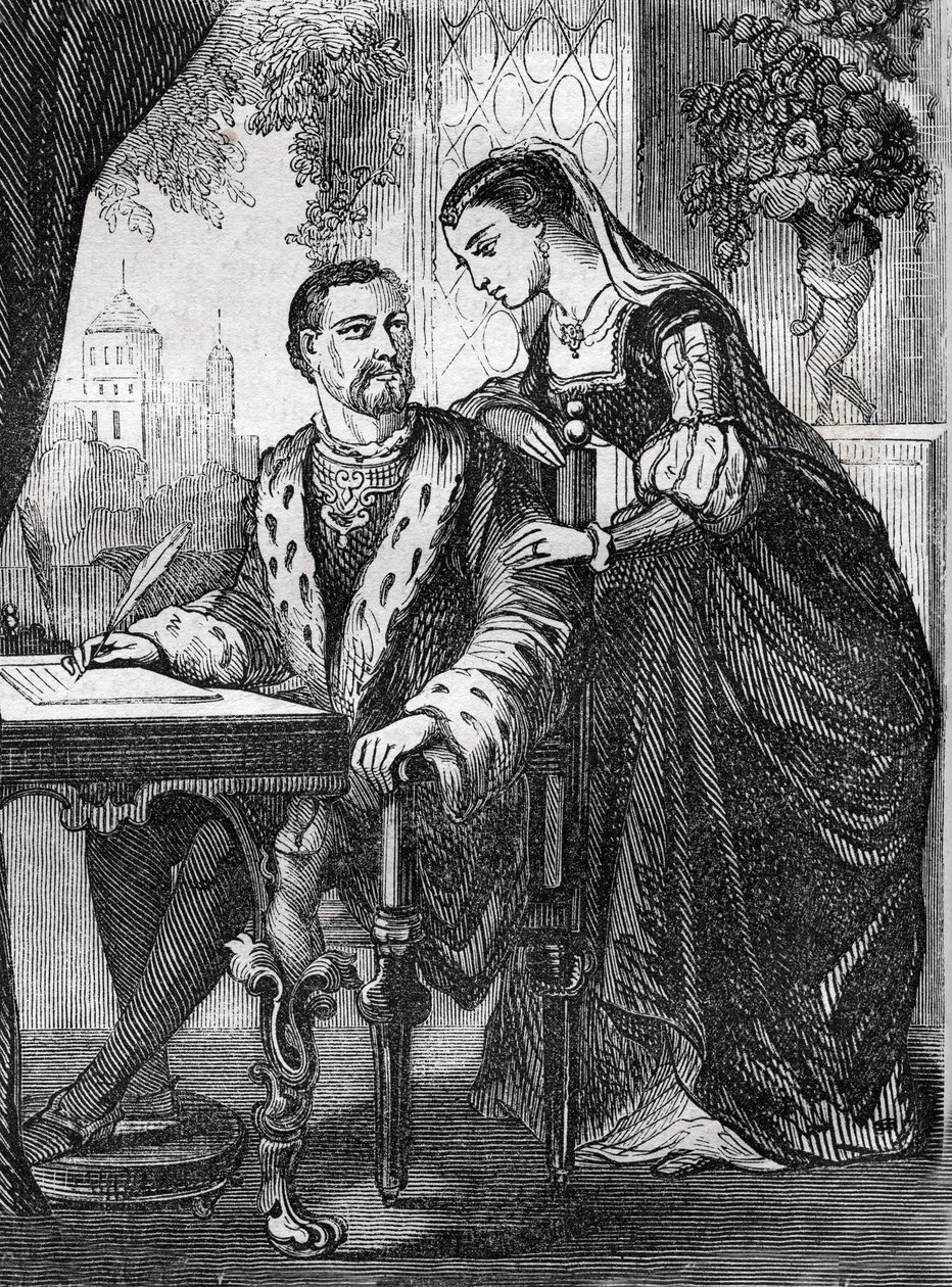 Henri II (1519-1559) és Diane de Poitiers (1499-1566) francia király portréja” (II. Henrik francia király és Diane of Poitiers portréja) - metszet - alkotó: French School