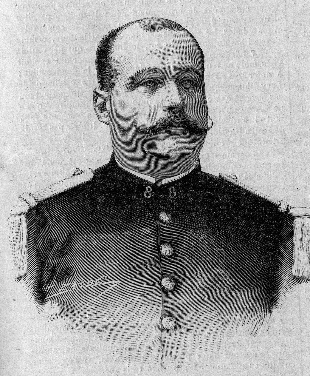 Patrice de Mac Mahon (Mac-Mahon) márki (1855-1927) portréja. Metszet a március 5-i Vasárnapi Közlönyben alkotó: French School