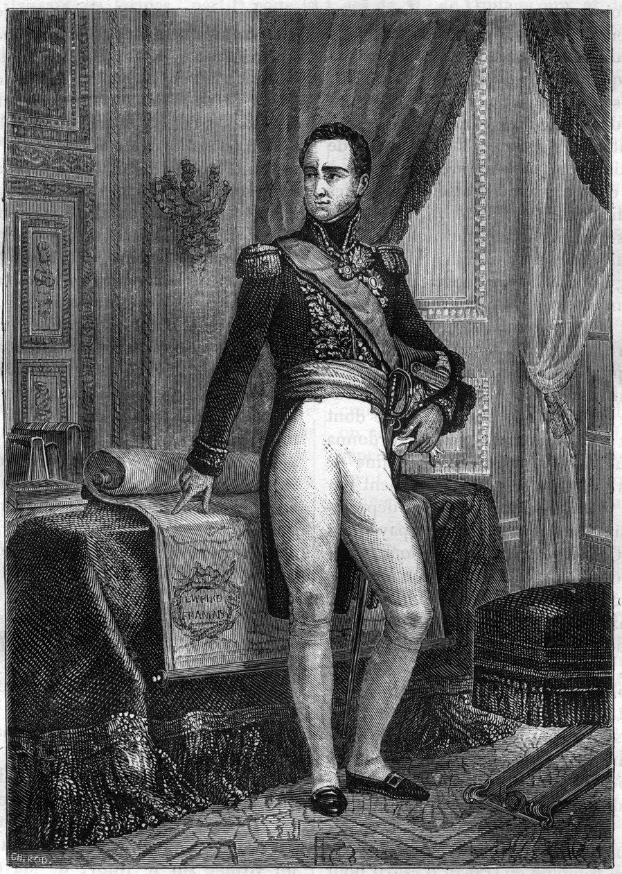Caulaincourt márki (1773-1827), Vicenza (Vicenza) hercege, francia tábornok és diplomata portréja - Adolphe Thiers „A birodalom története a konzulátus történetét követve” című művében - 1879 - magángyűjtemény alkotó: French School