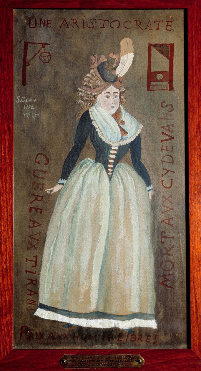 Lamballe hercegnőjének (1749-1792) portréja (Marie-Therese Louise de Savoie-Carignan), amelyet egyik bérgyilkosa festett. 1792 Párizs, Rendőrség alkotó: French School