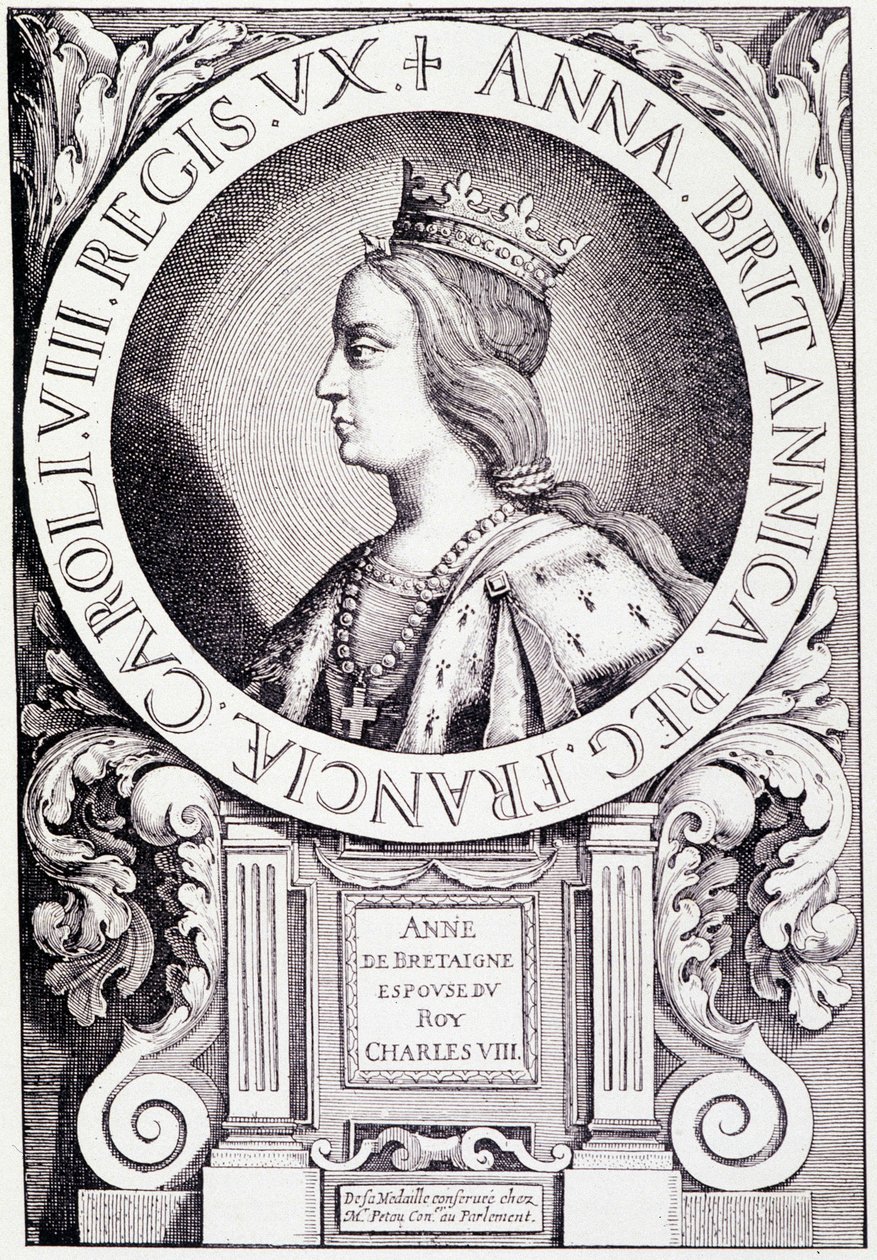 Bretagne-i Anna francia királynő (1477-1514) portréja. Metszet Paul Lacroix „XII. Lajos és Anne de Bretagne”-ból, szerk. Georges Hurtrel alkotó: French School