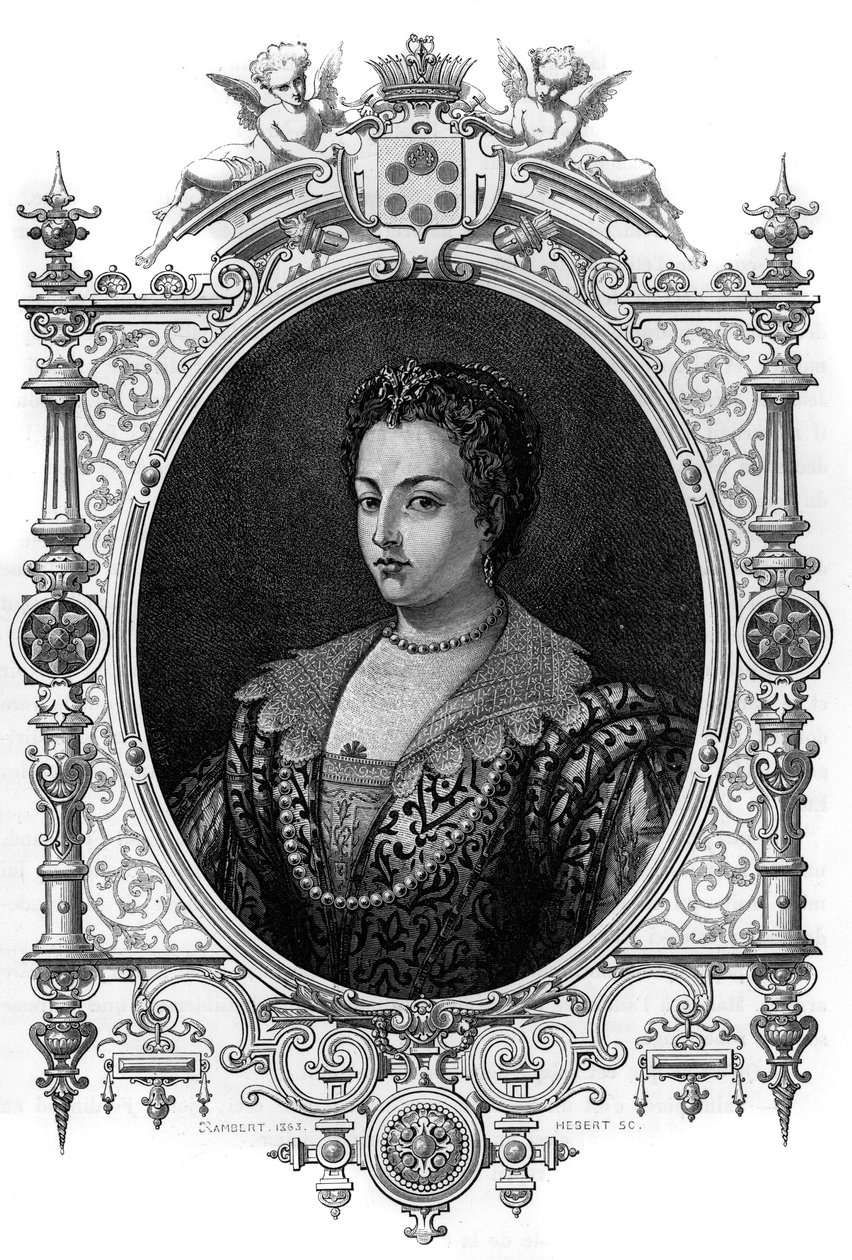 A velencei Bianca Cappello (1548-1587), Francois de Medicis (Francesco de Medici) feleségének portréja. Első íróink 1862-es metszete „A világ királynői” c. A könyv J. G. D. ARMENGAUD irányítása alatt jelent meg. alkotó: French School