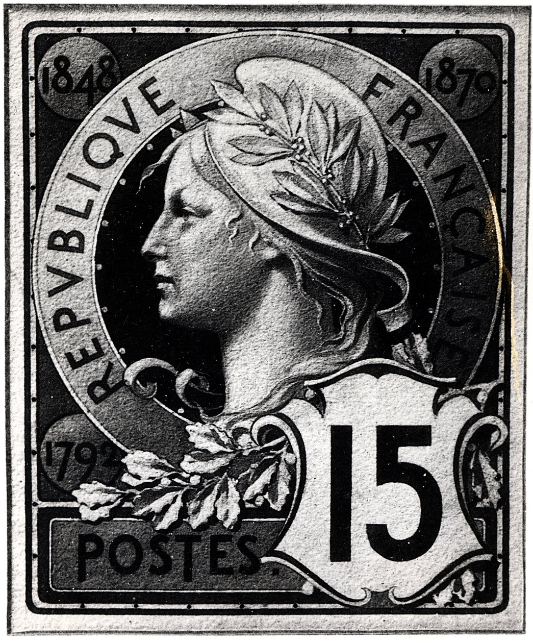 Marianne-t, a Francia Köztársaság Hivatalos Képviseletét ábrázoló postabélyeg, c. 1893 alkotó: French School