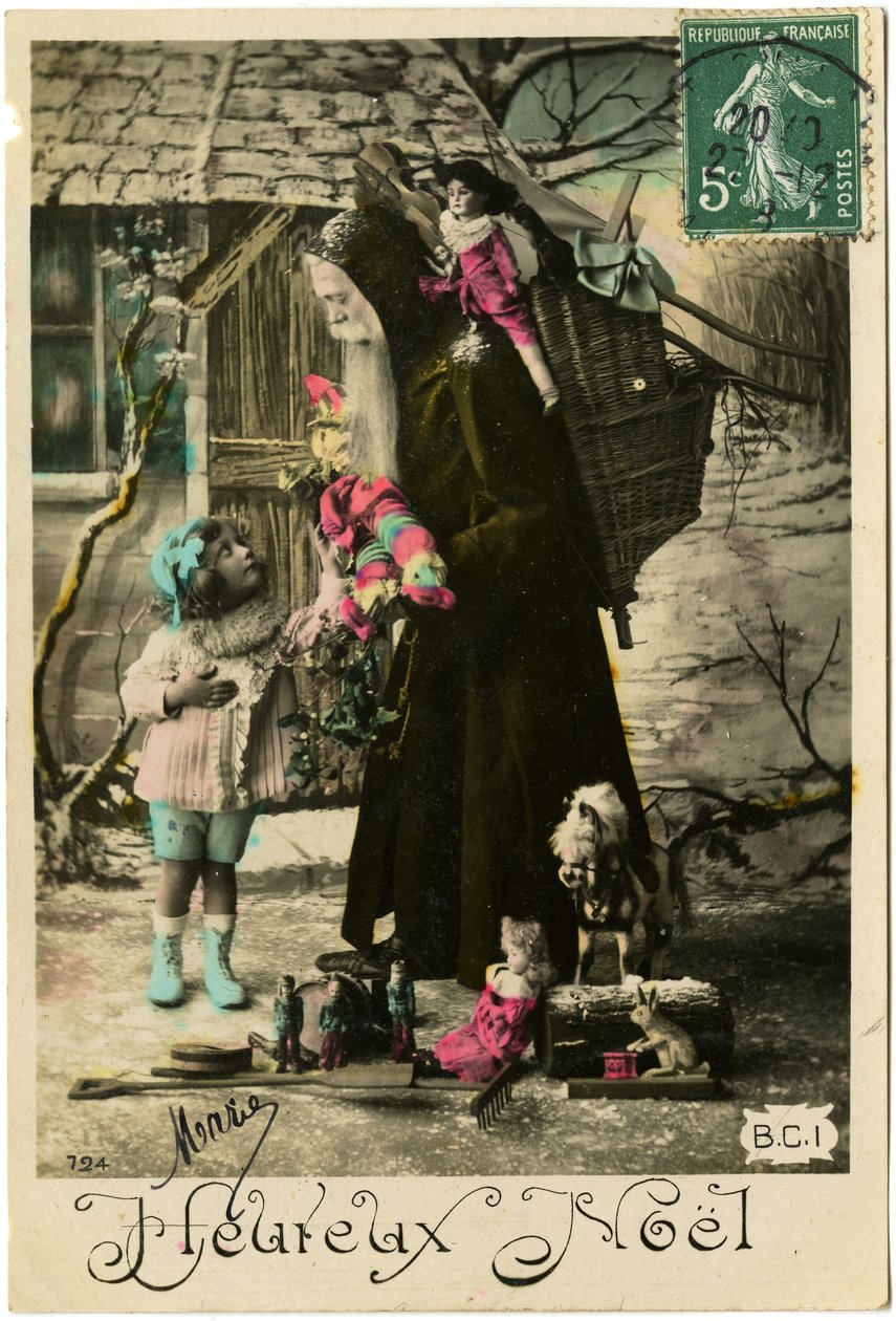 Képeslap: Boldog karácsonyt, Mária (nyomtatott papír) alkotó: French School