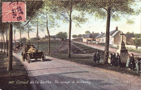 Sarthe-i vezetést ábrázoló képeslap alkotó: French School